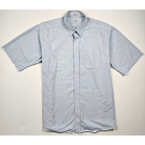 L. L. Bean Sky Blue Short Sleeve Button Down Men's 2XL PN93 J112 Oxford Cloth